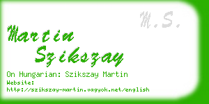 martin szikszay business card